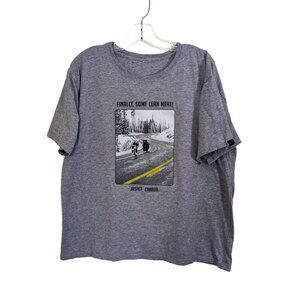 Vintage Y2K Mens XL T Shirt Jasper Canada Gray Novelty Tee Bear Funny Cyclist
